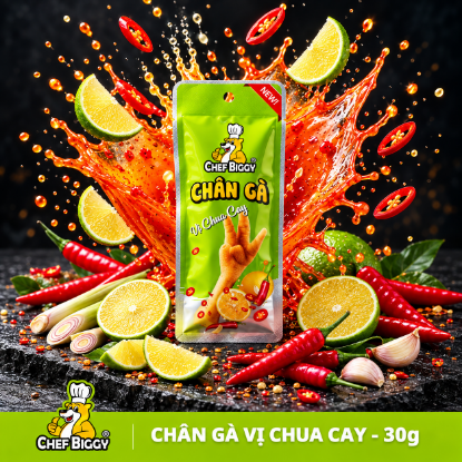 Picture of CHEF BIGGY Chân Gà 30g - Vị Chua Cay (1 Bịch  - 20 Cái)